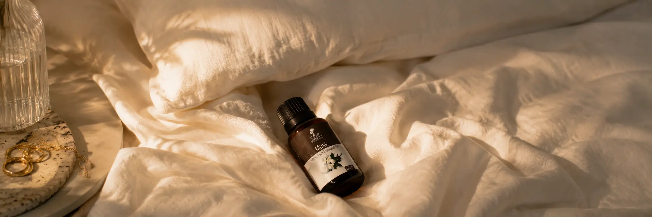 Bed linen and sunset light Bed linen and sunset light